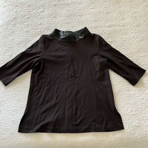 Peace of Cloth. Size L. Women’s Black tunic with leather cowl neck.